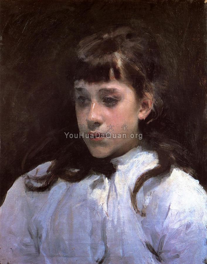 Young Girl Wearing a White Muslin Blouse - 约翰·辛格·萨金特